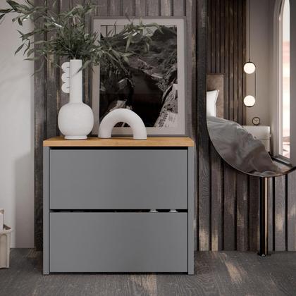 Imagem de Sapateira Caixa Multiuso Sapatos Quarto Banco Sentar Calçadeira para Hall de Entrada Retrô Decoração Mel Cinza/Freijó