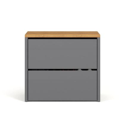 Imagem de Sapateira Caixa Multiuso Sapatos Quarto Banco Sentar Calçadeira para Hall de Entrada Retrô Decoração Mel Cinza/Freijó