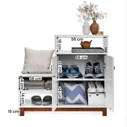 Imagem de Sapateira com Banco Organic 3 Portas Pés de Madeira Maciça