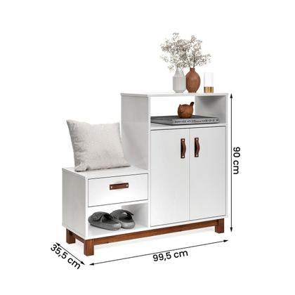 Imagem de Sapateira com Banco Organic 3 Portas Pés de Madeira Maciça