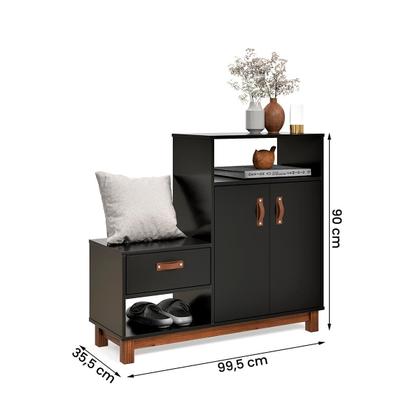 Imagem de Sapateira com Banco Organic 3 Portas Pés de Madeira Maciça