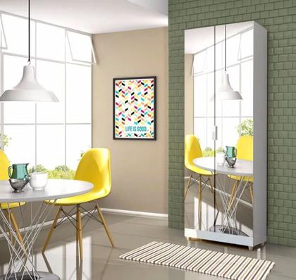 Imagem de Sapateira Com Espelho 30 Pares Branca Multiuso