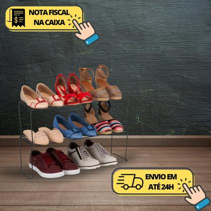 Imagem de Sapateira de Chão 3 Pares Organizador de Sapato Empilhavel Multiuso