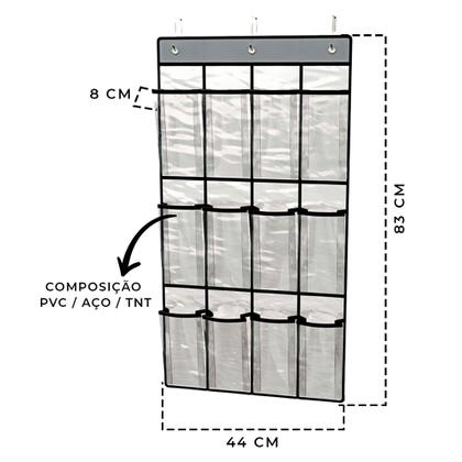 Imagem de Sapateira de Porta Parede Transparente Com 12 Divisórias