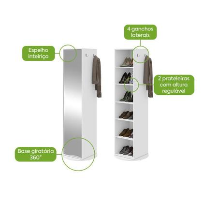 Imagem de Sapateira Giratória Com Espelho Esthela Branco Móveis Lopas