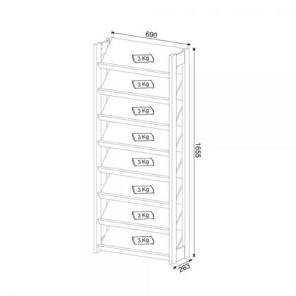 Imagem de Sapateira Grande com 8 Prateleiras 69x1656cm Branco Tecno Mobili