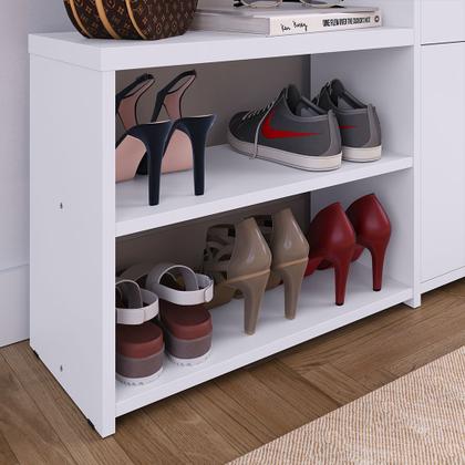 Imagem de Sapateira Hall Entrada 2 Gaveta Basculante Puxador Concha Banco Prateleira Porta Sapatos Sala Quarto Retrô Milano - RPM