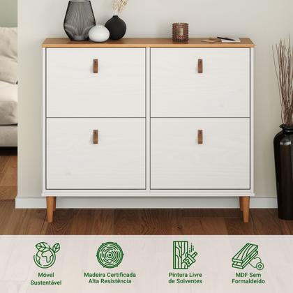 Sapateira Horizontal Hall de Entrada 4 Portas Mikka Branco 24