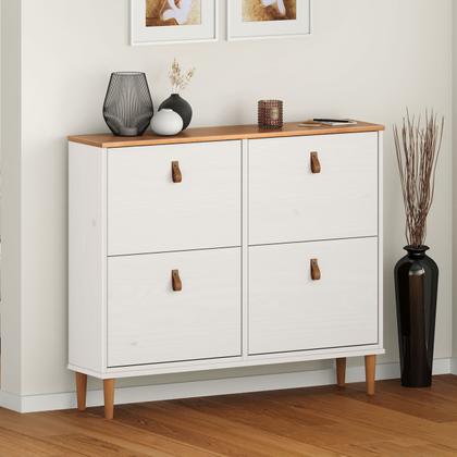 Imagem de Sapateira Horizontal Hall de Entrada 4 Portas Mikka Branco 24 Pares
