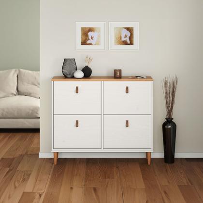 Imagem de Sapateira Horizontal Hall de Entrada 4 Portas Mikka Branco 24 Pares