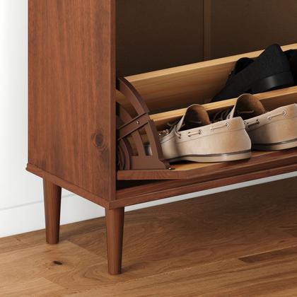 Imagem de Sapateira Madeira Vertical Organizadora 2 Portas 1 Gaveta Mikka Castanho