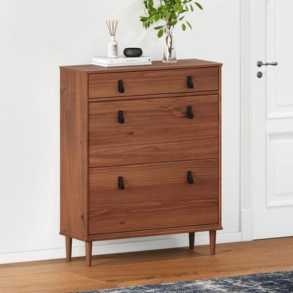 Imagem de Sapateira Madeira Vertical Organizadora 2 Portas 1 Gaveta Mikka Castanho