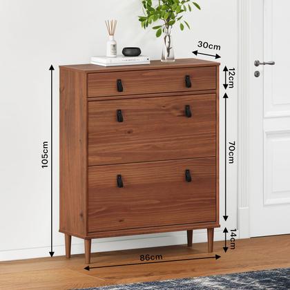 Imagem de Sapateira Madeira Vertical Organizadora 2 Portas 1 Gaveta Mikka Castanho