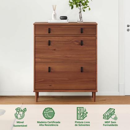 Imagem de Sapateira Madeira Vertical Organizadora 2 Portas 1 Gaveta Mikka Castanho