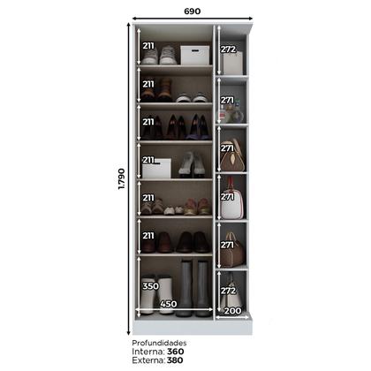 Imagem de Sapateira Magia 1 Porta com Espelho Branco Flex - Panorama Móveis