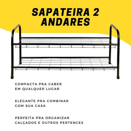 Imagem de Sapateira Mor com 2 Andares Prateleiras Aramadas Montagem Simples Espaço pra 6 Pares