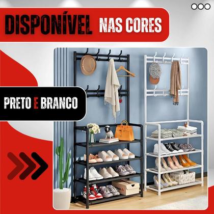 Imagem de Sapateira Multiuso Armario Organizador Hall De entrada Sapatos Tenis Chinelo Sapateira Vertical Com Arara Cabideiro Grande