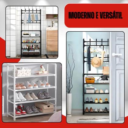 Imagem de Sapateira Multiuso Armario Organizador Hall De entrada Sapatos Tenis Chinelo Sapateira Vertical Com Arara Cabideiro Grande