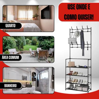 Imagem de Sapateira Multiuso Armario Organizador Hall De entrada Sapatos Tenis Chinelo Sapateira Vertical Com Arara Cabideiro Grande