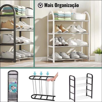 Imagem de sapateira organizador 4 andares vertical metal e plastico  - LAR&PRESENTEAR