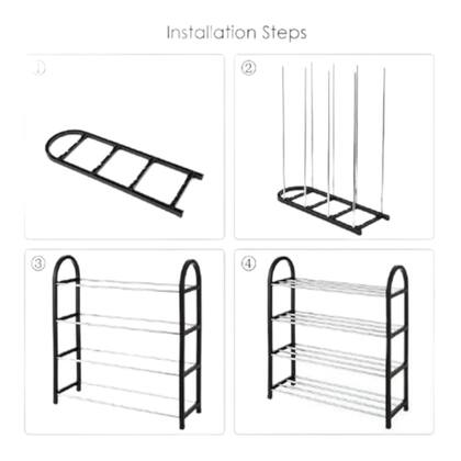 Imagem de Sapateira Organizador 4 Andares Vertical Organizador Sapato Prateleira Ate 8 Pares Portátil
