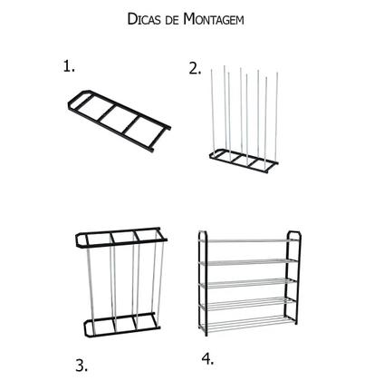 Imagem de Sapateira Organizador Multiuso Desmontável Vertical Plástico e Metal 4 Andares