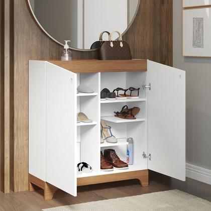 Imagem de Sapateira Organizadora 12 Pares Movelbras Branco Marrom