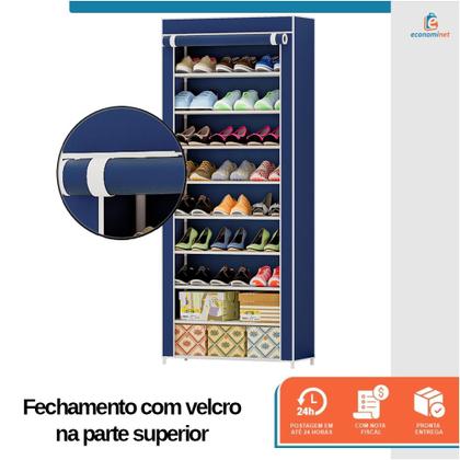 Imagem de Sapateira Organizadora com 9 Prateleiras para Organizar Sapatos Calçados Chinelos Roupas Objetos 24 Pares Azul