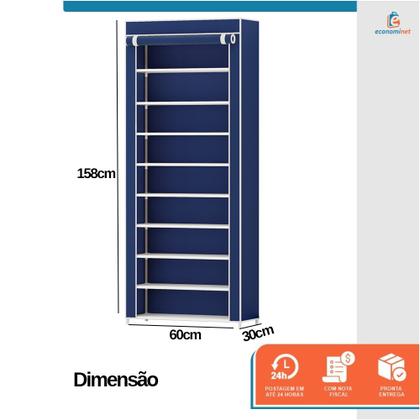 Imagem de Sapateira Organizadora com 9 Prateleiras para Organizar Sapatos Calçados Chinelos Roupas Objetos 24 Pares Azul