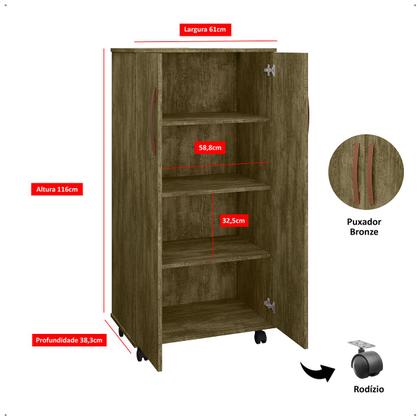 Imagem de Sapateira Organizadora Multiuso Armário 2 Portas Com Rodízios Prateleira Nara Amêndoa K7 Plus