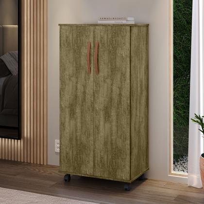 Imagem de Sapateira Organizadora Multiuso Armário 2 Portas Com Rodízios Prateleira Nara Amêndoa K7 Plus