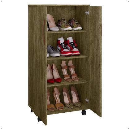 Imagem de Sapateira Organizadora Multiuso Armário 2 Portas Com Rodízios Prateleira Nara Amêndoa K7 Plus