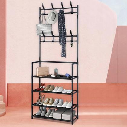 Imagem de Sapateira Organizadora Multiuso P/ Calçados Roupas Bolsas 5 Níveis 8 Ganchos Duplos