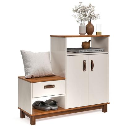 Imagem de Sapateira Organizadora Quarto Cômoda Armário Com Banco Assento Maya Cores G2 Plus