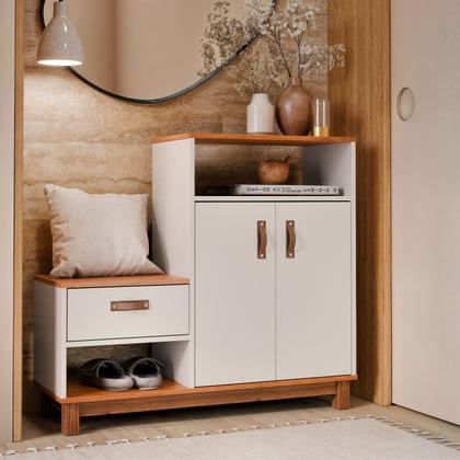 Imagem de Sapateira Organizadora Quarto Cômoda Armário Com Banco Assento Maya Cores G2 Plus