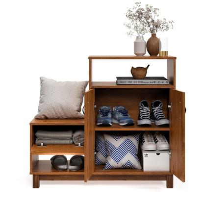 Imagem de Sapateira Organizadora Quarto Cômoda Armário Com Banco Assento Maya Cores G2 Plus