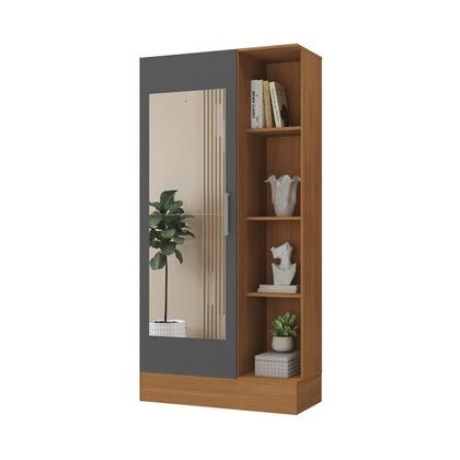 Imagem de Sapateira para Quarto 1 Porta com Espelho Espresso Móveis Bege/Cinamomo/Chumbo