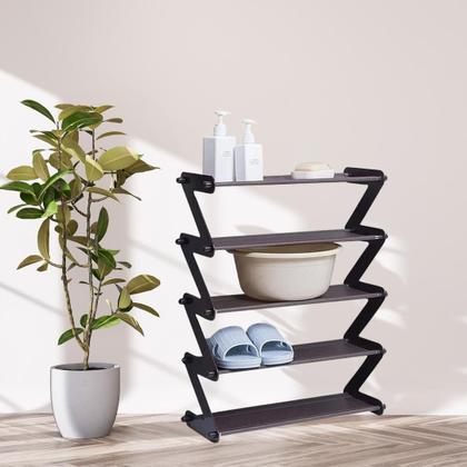 Imagem de Sapateira Prateleira Multiuso Organizador Cinza/Marrom 48x19x60cm - Tok De Casa