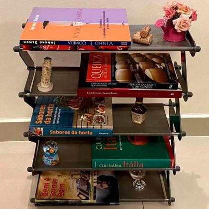 Imagem de Sapateira Prateleira Multiuso Organizador Cinza/Marrom 48x19x60cm - Tok De Casa