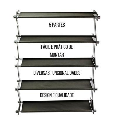 Imagem de Sapateira Prateleira Multiuso Organizador Cinza/Marrom 48x19x60cm - Tok De Casa