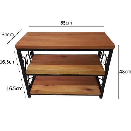 Imagem de Sapateira Rústica com Três Andares Feita em Ferro e Madeira