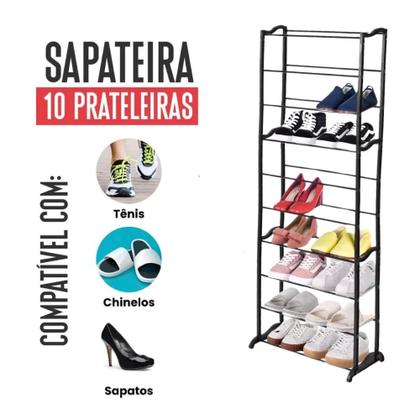 Imagem de Sapateira Vertical de Porta 10 Andares Prateleira Organizadora