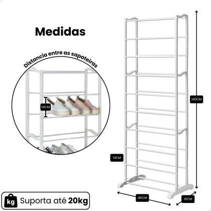 Imagem de Sapateira Vertical de Porta 10 Andares Prateleira Organizadora