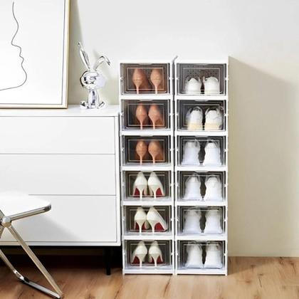 Imagem de Sapateira Vertical Empilhável Caixa Sapato Tênis 6 Andares Cor Branco