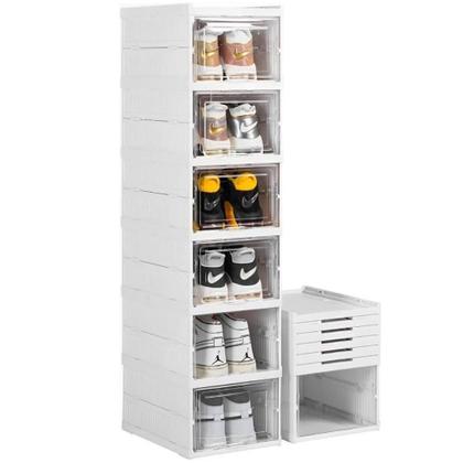 Imagem de Sapateira Vertical Empilhável Caixa Sapato Tênis 6 Andares Cor Branco