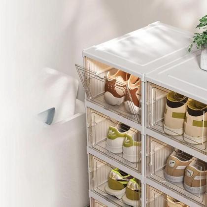 Imagem de Sapateira Vertical Empilhável Caixa Sapato Tênis 6 Andares Cor Branco