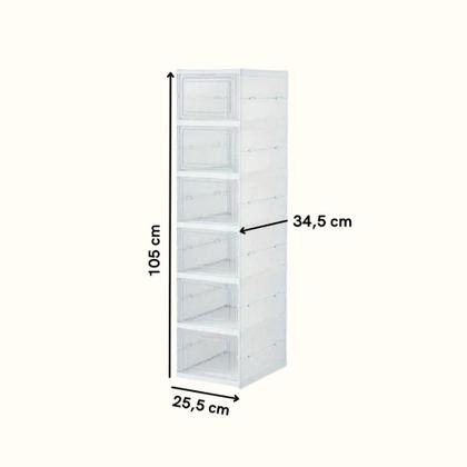 Imagem de Sapateira Vertical Empilhável Caixa Sapato Tênis 6 Andares Cor Branco