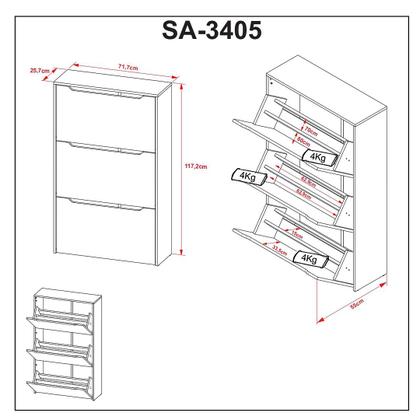 Imagem de Sapateira Vertical Multiuso Organizadora com 3 Portas MDP Amêndoa até 21 Pares Tecnomobili
