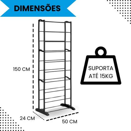 Imagem de Sapateira Vertical para 30 Pares com 10 Prateleiras Estrutura em Metal e Plástico, Ideal para Entrada e Closet