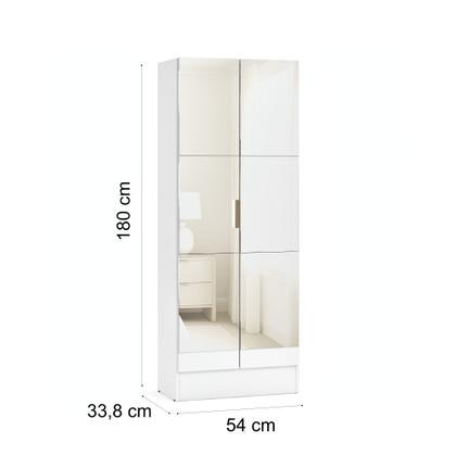 Imagem de Sapateira Vistta 2 Portas com Espelho, 180x54x33cm, Estreita, Vertical, Organizador de Sapatos  Cores Cinamomo e Branco  Compacta e Moderna